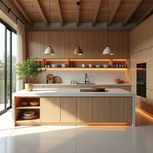 Tùy Chỉnh Modular Japandi Phong Cách Tủ Bếp Đảo Rắn Gỗ Veneer Melamine Hội Đồng Quản Trị Thép Không Gỉ Cho Căn Hộ Sử Dụng - Product Image 6