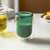 Mug en verre à double paroi coloré, en borosilicate, isolé, en forme d'œuf, résistant à la chaleur, pour café, thé, jus, usage domestique