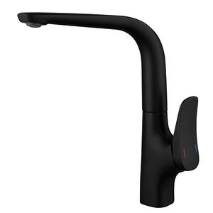 Robinet de lavabo haut, Mitigeur de cuisine, Robinet chromé noir, Robinet en laiton, Robinet rotatif, Robinet monotrou - Product Image 2