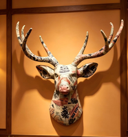 Hiasan Dinding Kepala Rusa Vintage Gaya Amerika, Ornamen Seni Dinding Buatan Tangan untuk Dekorasi Bar, Vila, Ruang Tamu, Dinding Latar Belakang