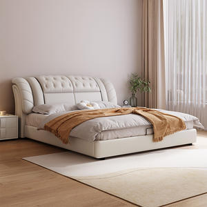 <span class=keywords><strong>Lit</strong></span> de chambre à coucher moderne en bois réglable, luxueux et rembourré, taille double, king ou queen, au design épuré - Product Image 5