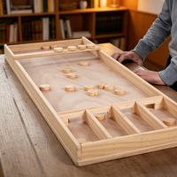 Jeu de billard de table pliable en bois, ensemble complet avec disques, artisanal de qualité supérieure, pour le voyage, les fêtes, les familles, écologique, pour la maison, durable