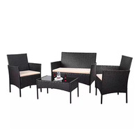 Ensemble de 4 pièces de meubles de patio en gros d'usine, chaise en rotin d'extérieur, canapé et table en osier pour la cour