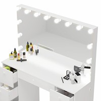 Bas prix Long miroir LED meubles de salon coiffeuse bois éclairé ampoule de verre grande coiffeuse stratifié luxe