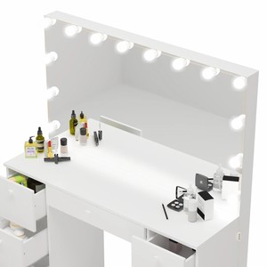 Precio bajo Espejo Led largo Muebles de sala de estar Tocador Madera Bombilla de vidrio iluminada Tocador laminado <span class=keywords><strong>grande</strong></span> Lujo - Product Image 6