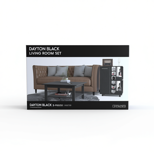 Ensemble de salon Dayton Black 2 pièces, meubles modernes en cuir contemporains - Product Image 1