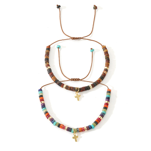 Pulsera con cuentas de piedra emperador para hombres y mujeres, diseño espaciador bohemio Vintage con brazaletes de joyería de moda cruzada chapada en cobre - Product Image 1