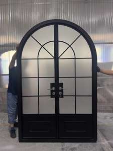 Fenêtre et porte en aluminium/fer forgé, à battants coulissants, avec auvent, double vitrage rond, vitrage français anti-impact avec grille - Product Image 2