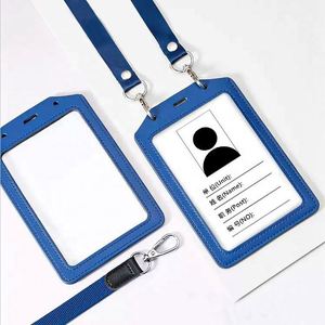 Vintage Style Dual Vertical PU Leather RFID Badge Holder Transparent ID <b>Card</b> & Credit <b>Card</b> Name Holder - Product Image 4