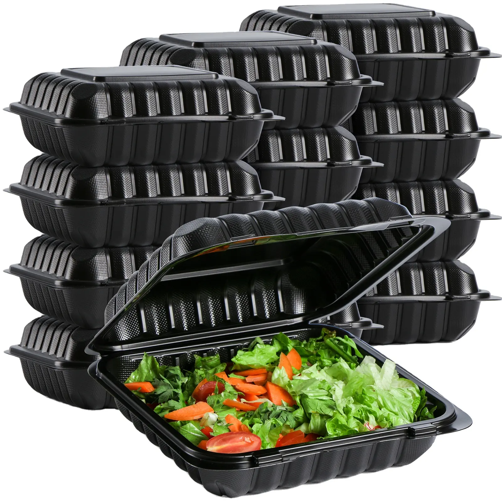 Factory Mfpp Takeaway Food Containers Reusable Microwave Safe Plastic Clamshell Take Out To Go Box