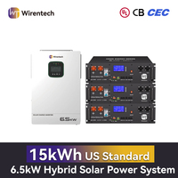 Batterie rack 51,2V 100Ah prête à être expédiée, onduleur hybride 6500W, RS232, RS485, CAN, stockage solaire de secours avec certifications CE, CB, UL