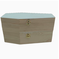 Ataúd Grande de Madera Natural de Pino sin Acabado para Mascotas, Caja de Almacenamiento DIY para Gatos y Perros