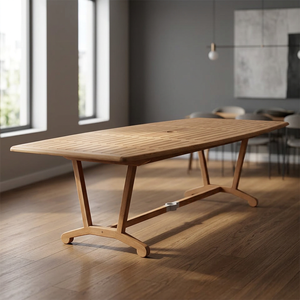 Ensemble de table à manger rectangulaire en bois massif, design scandinave moderne, durable, écologique, imperméable, portable, 6 places, pour la maison - Product Image 3
