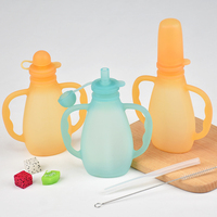 Distributeur de nourriture pour bébé en silicone sans BPA, double poignée, pochette alimentaire réutilisable pour la diversification alimentaire des tout-petits