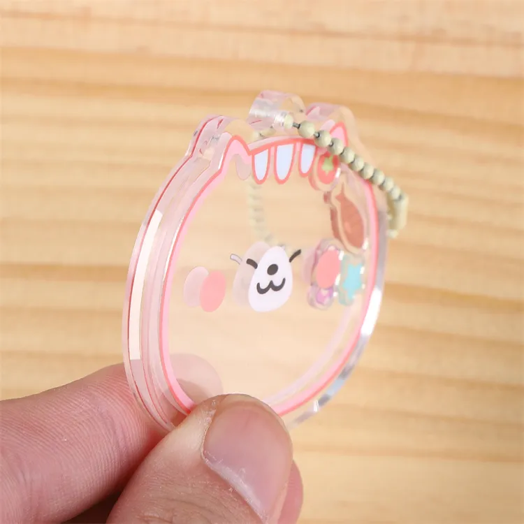 Erstellen Sie Ihre eigene individuelle Anime-Schlüsselanhänger kleine bewegliche Schüttelklappenschmuck transparent klar Acryl-Schüttler-Schlüsselanhänger