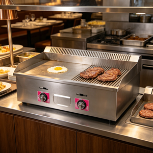 Plancha de Cocina de Acero Inoxidable con Dos Quemadores, Cocina Comercial de 2800PA SURPASS JXP‑R722, Calentamiento Rápido, Sin Humo, para Restaurante - Product Image 3