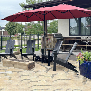 Sombrilla <span class=keywords><strong>de</strong></span> Patio Extra Grande <span class=keywords><strong>de</strong></span> Doble Cara Roja Personalizada <span class=keywords><strong>de</strong></span> 15 pies con Base - Product Image 1