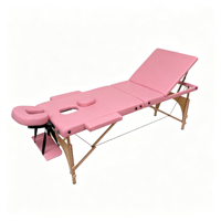 Table de massage pliable robuste à 3 sections avec pieds en bois, table de spa professionnelle avec appui-tête