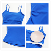 NCLAGEN Débardeur de sport ajusté pour femme avec bretelles spaghetti réglables, col carré et dos évidé