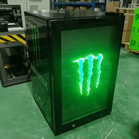 Réfrigérateur commercial pour boissons énergisantes avec logo LED personnalisé, porte vitrée, pour bar, café, hôtel, OEM, CE/CB