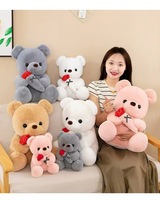 Valentijnsdag Teddybeer Pluche Speelgoed Hand met Rozen Gevuld Dierenknuffel Speelgoed voor Valentijnsdag Cadeaus Beer Rozen Pluche Speelgoed