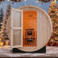 Sauna en baril extérieur en pin blanc naturel pour 4 personnes - Détente de qualité supérieure dans la cour et spa bien-être à domicile