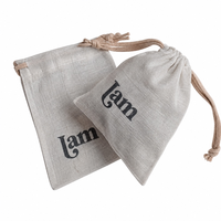 Sac à cordon en toile de coton beige écologique, personnalisé avec logo, portable, petit, réutilisable, pour bijoux, cadeaux, mariage