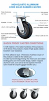Roda Karet Padat Inti Aluminium Elastis Tinggi 6 Inci 150mm, Caster Putar Tugas Berat Dengan Plat / Rem