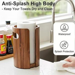 Wooden Tissue Holder Circular Rotatable Desktop Storage For <b>Kitchen</b> Roll <b>Paper</b> Multipurpose - Product Image 5