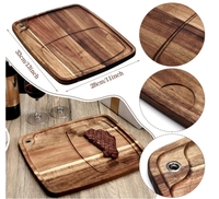 Plateau de service rectangulaire en bois durable et écologique pour steak, pizza, pain, dîner, poli à la main, qualité alimentaire, style américain, lot de 4