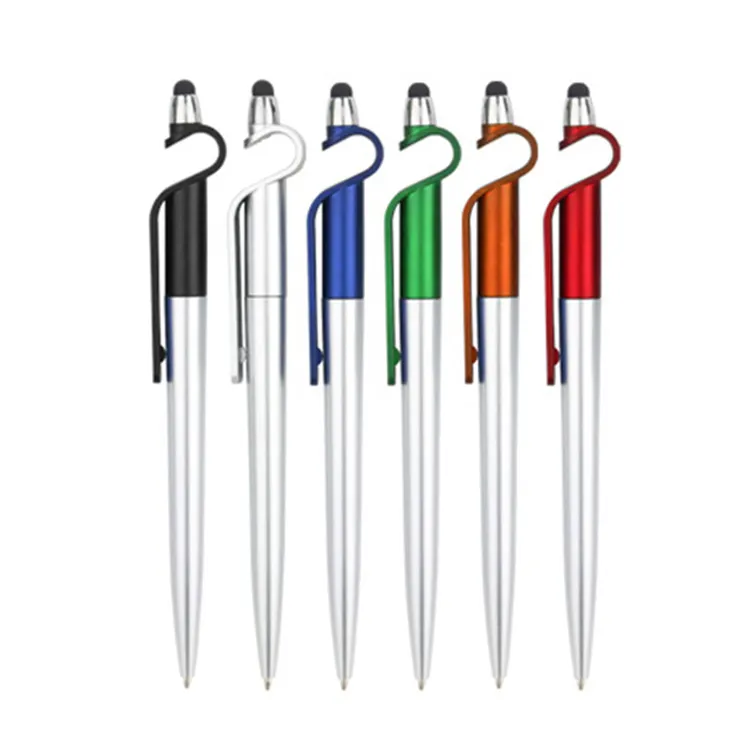 Gepersonaliseerde Promotie Reclame Goedkope Balpen Mobiele Telefoon Houder Stylus Ball Pen Plastic Pen
