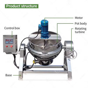 50 Gallon Industrial Paste Cooking Low Noise Tilting Pot With Agitation <strong>Burner</strong> Gas Jacketed <strong>Kettle</strong> With Mixer and Cooker - Product Image 4
