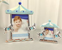 Vente en gros cadre photo en métal personnalisé en alliage de zinc mignon maison cheval éléphant bébé anniversaire