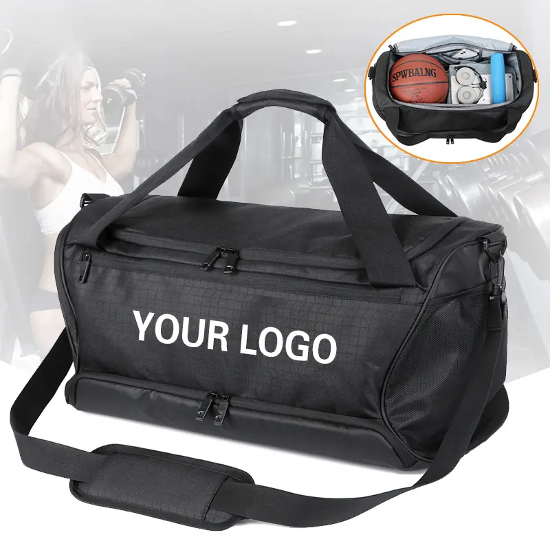 Bolsa de ginástica personalizada com compartimento para sapatos, bolsa esportiva à prova d'água para treinamento físico, bolsa de viagem Sac De Sport