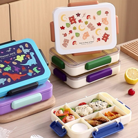Lonchera Bento de 1200 ml con 5 Compartimentos, Apta para Microondas, con Bolsa para Salsas y Cubiertos, con Certificación LFGB, FDA y CPC, MOQ Bajo, Logotipo Personalizado, Regalo