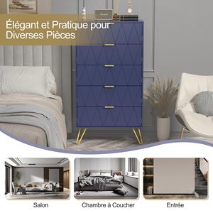 Combohome Cómoda de 5 Cajones, Estilo Escandinavo Moderno, Cómoda de Almacenamiento con Tiradores <span class=keywords><strong>y</strong></span> Patas Doradas, <span class=keywords><strong>Estrecha</strong></span> - Product Image 5