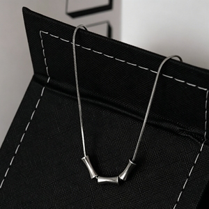 <b>Titanium</b> Steel Minimalist Bamboo Pendant Necklace Unisex Snake <b>Chain</b> - Product Image 3