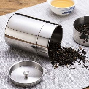 Airtight Double Lids Spices <b>Storage</b> Double Seal Stainless Steel Tea Tin Canister Can - Product Image 2