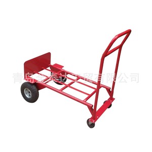 Folding Handcart Four Wheel Steel Yellow Industrial Logistics Handling Vehicle Double Layer 610mm Floor Height - Product Image 2
