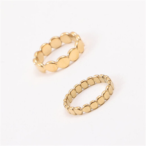 Mode Étanche Bijoux Bande Perles Oblate En Acier Inoxydable Métal Surface Étroite Plat Rond Empilé Anneau - Product Image 1