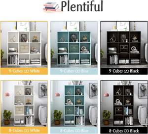 OUHAN Librería 9-Cube-Estantería abierta de madera de <span class=keywords><strong>3</strong></span> <span class=keywords><strong>niveles</strong></span> de piso a techo para el hogar y la Oficina, vitrina, Blanco cálido - Product Image 6