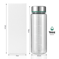 Bouteille shaker Tritan 350ml/500ml avec logo personnalisé, couvercle en acier inoxydable, sans BPA, anti-fuite, compatible lave-vaisselle, pour la salle de sport, les jus et l'extérieur