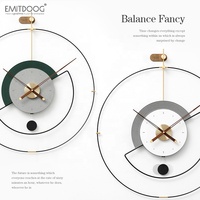 EMITDOOG-Horloges Murales à Demi-Cercle, Montres Murales Minimalistes Modernes en Métal pour le Salon, Horloges à Quartz en Bois