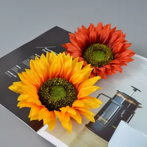 New Product Ideas Artificial Silk Big Sunflower Flower Head For For Wrist Wedding Decoration Hairpin Wreath DIY Accessories
