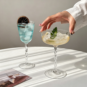 Copa de Vino de Cristal de Lujo Moderna Nórdica con Tallo en Espiral, Hecha a Mano, Ecológica, Apta para Lavavajillas, para Cócteles y Copas Coupe - Product Image 5