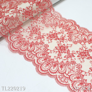 Vivid 20cm Chantilly Embroidery Black Flowers <strong>Lace</strong> Trim Polyester <strong>Fabric</strong> Nude Mesh <strong>Laces</strong> For Dresses - Product Image 2