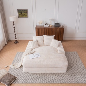 Chaise longue surdimensionnée rembourrée, convertible <span class=keywords><strong>en</strong></span> canapé-<span class=keywords><strong>lit</strong></span>, avec coussins décoratifs et accoudoirs, <span class=keywords><strong>en</strong></span> tissu velours côtelé pour salon - Product Image 2