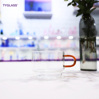 Tasse à café en verre borosilicate de haute qualité, couleur personnalisée, passe au lave-vaisselle et au micro-ondes, tasse à café/thé en verre