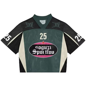 Maillot de football personnalisé en mesh noir pour homme, T-shirt oversize contrastant bleu sarcelle, streetwear, imprimé cyberpunk, maillot de sport court - Product Image 5
