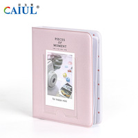 Mini album photo en cuir PVC de 3 pouces, 64 pochettes, album photo personnalisé avec impression de logo pour mariage, photos Instax mini et billets de concert